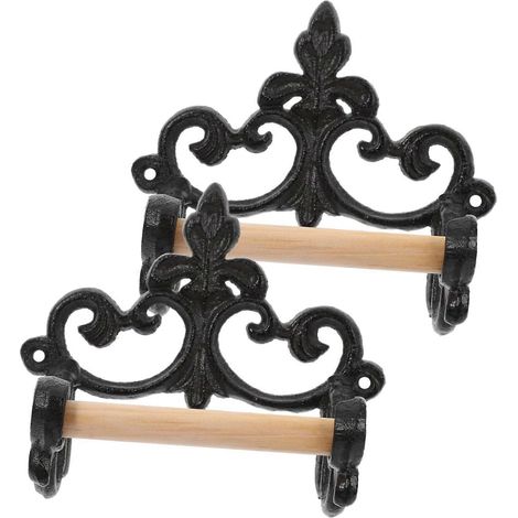 Porte-papier toilette vintage en laiton avec étagère pour téléphone, support mural de salle de bain en bronze antique (1/5)