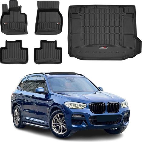OMAC Kit Tapis de Sol et Coffre Compatible avec BMW X3 G01 2017-2024 Premium Noir