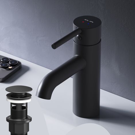 AM.PM Mitiguer Lavabo avec bonde clic clac pour lavabo Robinet Salle Bain Chrome Robinet de Lavabo pour Salle de Bain Mélangeur Lavabo en Laiton