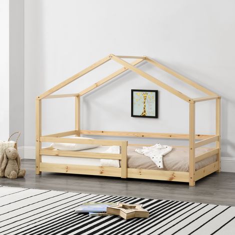 Letto per Cameretta Knätten a Casetta 90 x 200 cm con Sponde - Naturale [en.casa]