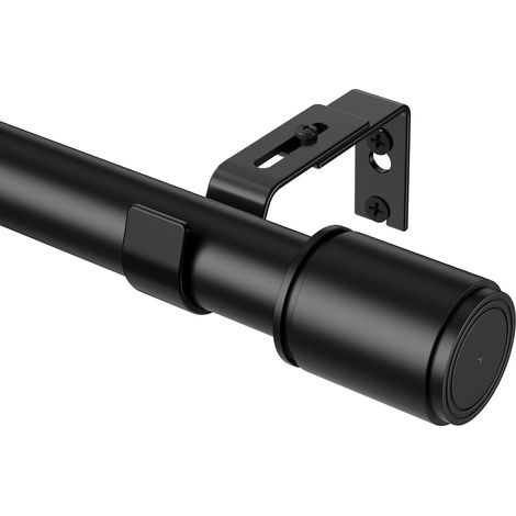 Tringle à rideaux extensible avec support - Noir - 76-254 cm de diamètre - 25 mm de diamètre - Tringle à rideaux extra longue pour chambre à coucher, salon - Métal mat robuste (1/5)