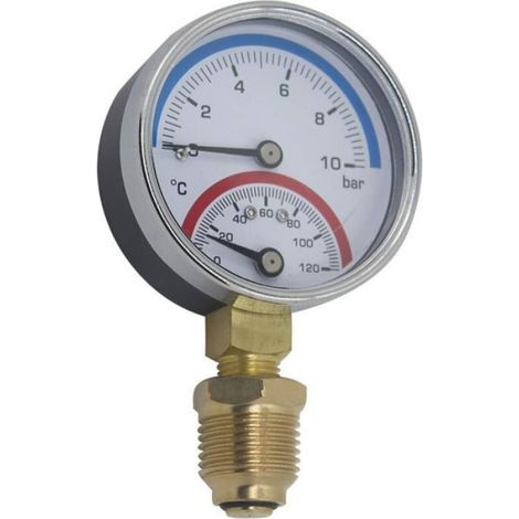 Thermomanomètre 80mm manometre pression temperatura thermometre chaudiere chauffage filetage radial (80mm 0-10bar 1/4") (1/2)