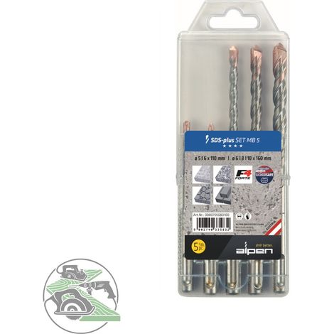Alpen Hammerbohrer-Set SDS-plus MB5 5tlg Ø 5/6x110 mm 6/8/10x160 mm 80705680100