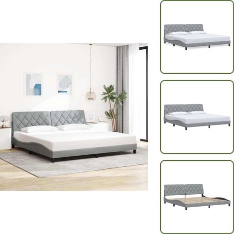 Bettgestell ohne Matratze Hellgrau 200x200 cm Stoff - Bettgestell - Bettgestelle - Bettrahmen - Bett (1/5)