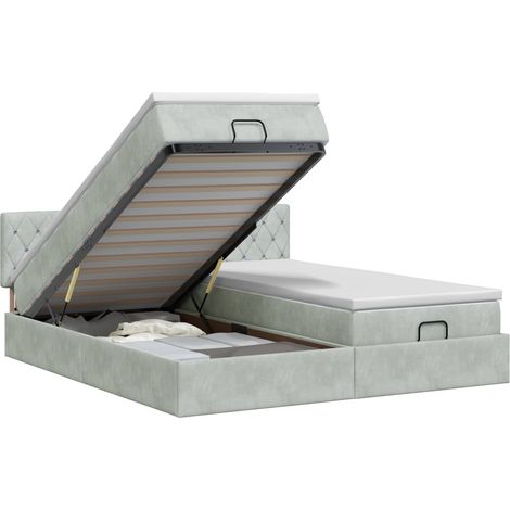 Maison Exclusive - Letto ottomano con materasso 2 pcs Grigio Chiaro Velluto (1/5)