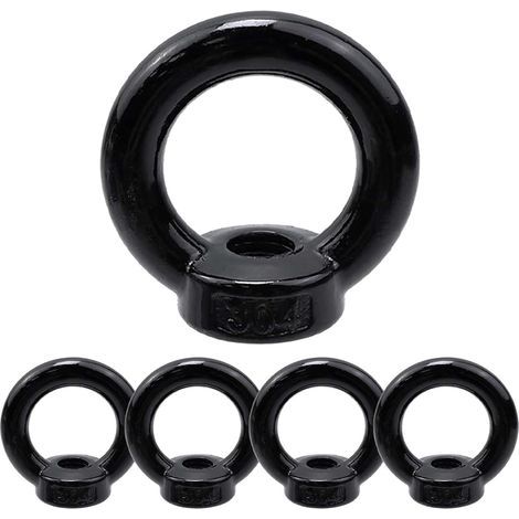 Set mit 5 M6-Ringmuttern aus Edelstahl – Ösenmuttern – M6-Ösen – Edelstahl A2 V2A – Brünierung – Zum Aufhängen und Befestigen (1/5)