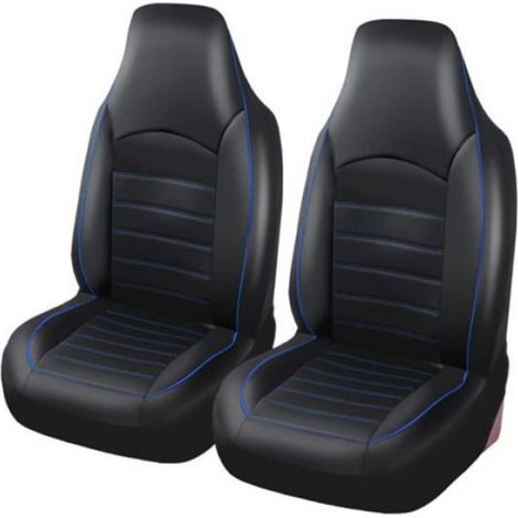 Classique Housses de Siège de Voiture Avant Simili-Cuir Universelle Housse de Sieges Auto Couvre Siege Bleu (1/5)