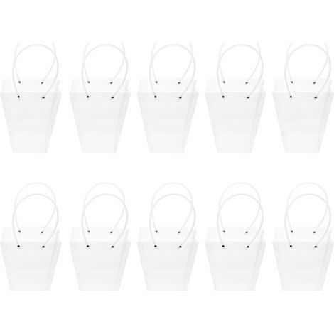 Lot de 10 Paquets à Fleurs Transparents Trapézoïdaux Petit Format, à Main pour Emballage Cadeau, Accessoire à Fleurs pour Fêtes et Transport de Bouquets (1/5)