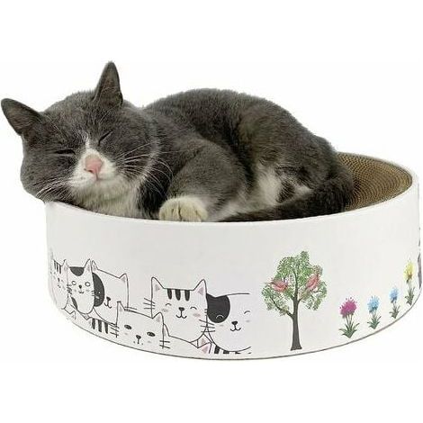 Grattoir Chat Carton, Griffoir pour Chat Rond Papier Ondulé, Multifonction Haute Densité Chat Scratcher Carton Recyclable Scratching Pad, Jouet Grattoir pour Chat (1/5)