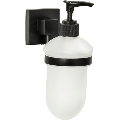 FACKELMANN Seifenspender NEW YORK / Glas Seifenspender mit Wandhalter / Maße (B x H x T): ca. 7 x 17 x 11 cm / Accessoire fürs Badezimmer & WC im Industriedesign / Halterung: Schwarz / Glas: Weiß"-"86
