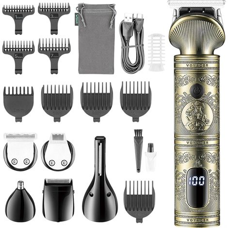 Coffret d'entretien VGR : tondeuse à cheveux 6 en 1, tondeuse à poils de nez, rasoir, tondeuse à poils de corps,