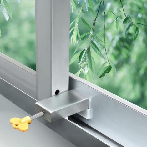 BUNTHAUS Türrahmen-Sicherheitsschlösser aus Aluminiumlegierung für Schiebefenster, mit Schlüssel und Kindersicherungsbegrenzer (1/4)