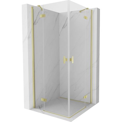 Cabine de douche battante Mexen Mist H Duo 90 x 90 cm, transparent, or brossé - 8A5-090L-090P-55-00 (1/5)