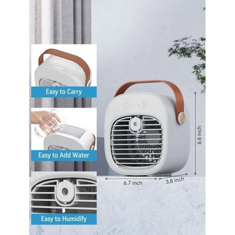 Aire acondicionado portátil - Mini aire acondicionado recargable de 4000 mAh con 3 velocidades, duración de la batería de 5 a 10 horas, ventilador de escritorio (1/4)