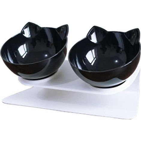 Gamelle double pour chat avec support incliné et protège-cou, pour chats ou petits chiens - Style 3 (1/5)