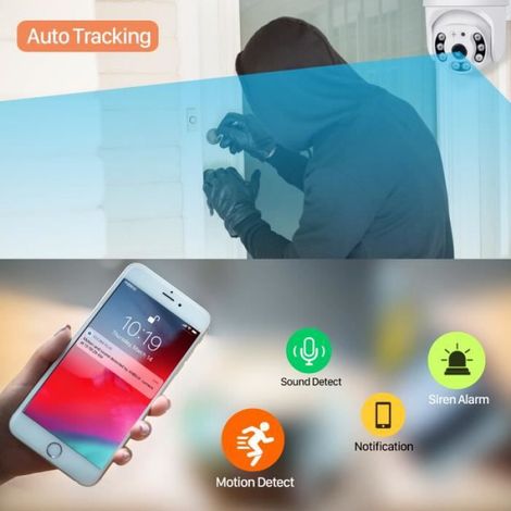 Camera IP Exterieure - WiFi 2,4 GHz - 1080P - Vision Nocturne Couleur - Detection De Mouvement - Audio Bidirectionnel - IP66 - Pan 355° / Tilt 90° - 1 Unite (1/4)