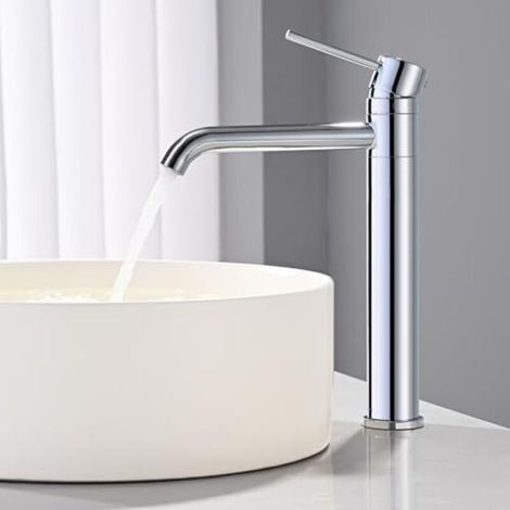 Mitigeur de lavabo pivotant à 360°, robinet de salle de bain monocommande, robinets de lavabo à poser réglables pour eau chaude et froide, aérateur amovible pour économiser l'eau (1/5)