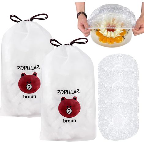 Sacs de conservation frais 200 pièces, couvercles élastiques refermables pour le stockage des aliments, sacs de conservation frais, film étirable en PE (1/3)
