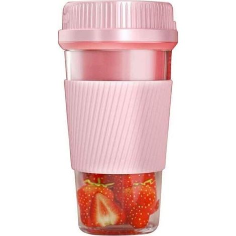Spremiagrumi elettrico portatile multifunzione con USB, frullatore per smoothie, robot da cucina elettrico, colore rosa (1/3)