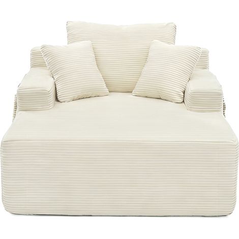 Divano chaise longue singolo in velluto a coste beige HOMVRA, senza montaggio (1/5)