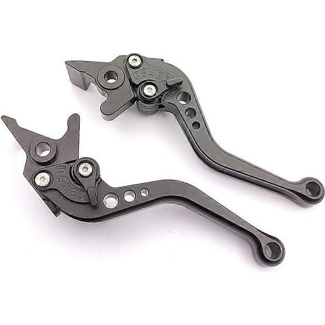 Tige de commande de klaxon de frein de moto PCX160 modifiée, en alliage d'aluminium, anti-chute, frein réglable, poignée longue et courte (Tout noir 2) (1/5)