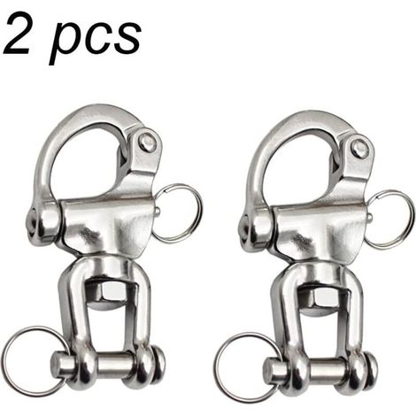 2PCS Mousqueton Pivotant à Emerillon, Mousqueton pivotant INOX Accessoires Maillons Rapides Crochet à Ressort Rapide à Largage en Acier Inoxydable 316 pour Drisse de Voilier Bateaux (1/5)