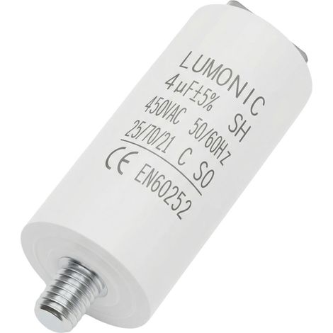 Condensateur de démarrage 4µF 450V avec Prise De Courant I 26x55mm I 4uF I Condensateur de moteur avec boîtier en plastique I Condensateur de service I pour pompes, tondeuses à gazon, outils (1/5)