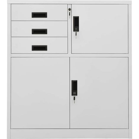 Armadio per Ufficio Grigio Chiaro 90x40x102 cm in Acciaio DAS531666 (1/5)