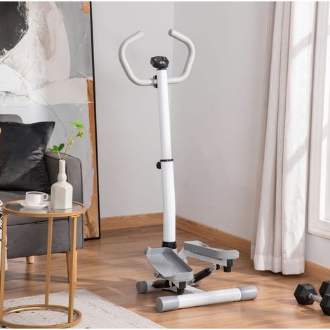 Stepper d'appartement avec écran LCD, hauteur réglable, métal et ABS, blanc et gris DESVIAE (1/5)