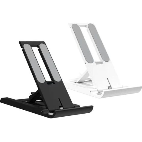 2 supports de téléphone réglables, supports de bureau pliables pour smartphones et tablettes, compatibles avec divers appareils (noir/blanc)