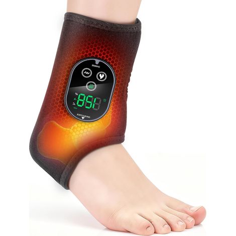 Foot massager for neuropathy,  rechargeable foot and ankle massager for circulation and pain relief,  ankle heating pad with massage,  black (1/5)