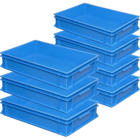 BRB 7 conteneurs Euro avec 2 poignées, 600 x 400 x 120 mm, 23 l, bleu