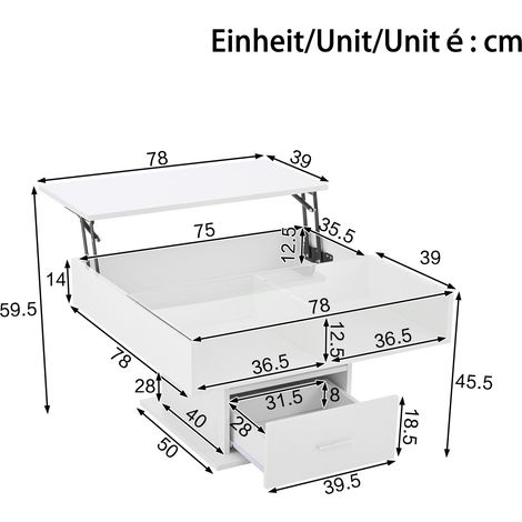 tavolo soggiorno 78x78 elevabile con LED bianco pratico OKMYHOME (1/2)