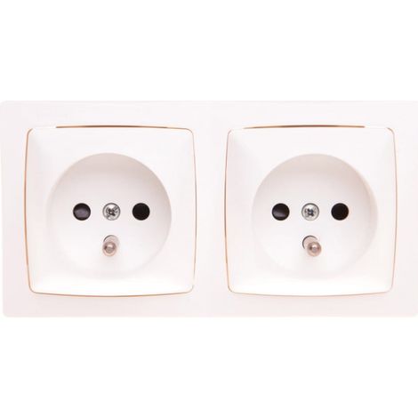 Presa doppia Oteo con/senza 16A con perni, bianca 086076