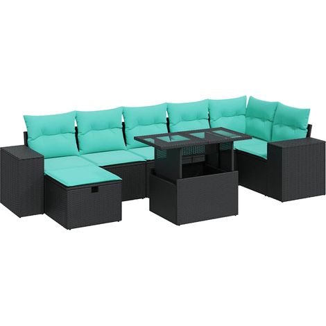 Maison Exclusive - Set Divano da Giardino 8pz con Cuscini Grigio Polyrattan Acacia (1/5)
