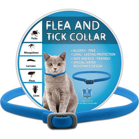 Collier Antiparasitaire Chat – Anti-Puces & Anti-Tiques 100% Naturel, Phéromones Apaisantes Anti-Stress, Réglable et Étanche, Tous Chats