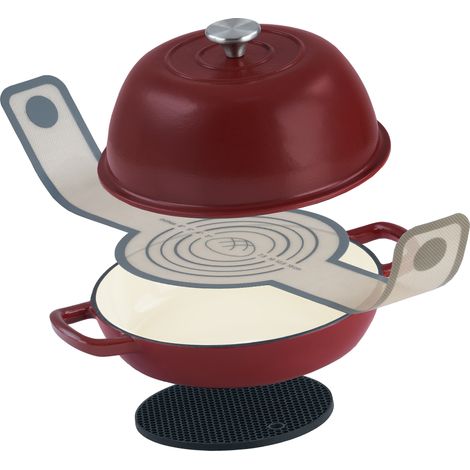 Mahlzeit cocotte à pain en fonte émaillée, set 6,4 litres, Dark Cherry, avec écharpe à pain (1/5)