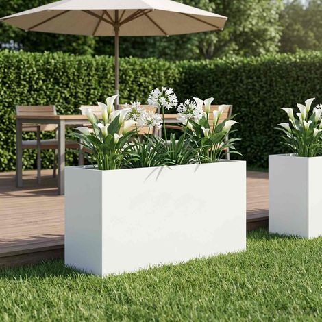 vidaXL Macetero de Jardín Blanco 100 x 30 x 50 cm (1/5)