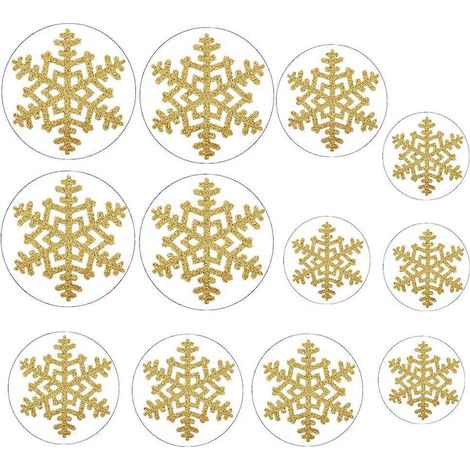12 autocollants flocons de neige de Noël créatifs en PVC, autocollants muraux et de sol délicats, autocollants décoratifs amovibles.-M-Golden