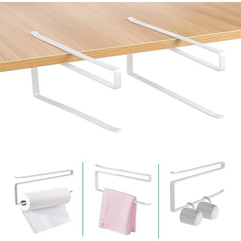 Küchenrollenhalter für Papierhandtücher (kein Bohren erforderlich, 2er-Set), stabiler weißer Papierhandtuchrollenhalter, moderner und platzsparender Papierhandtuchrollenhalter.