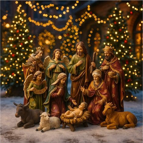 IBEROGARDEN Nacimiento 11 Piezas 46 cm Tradición y Elegancia en tu Navidad Decoracion navideña