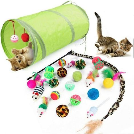 21e/set Pet Kit Hopfällbar tunnel Kattleksak Rolig kanal fjäderbollar Mössform (1/5)