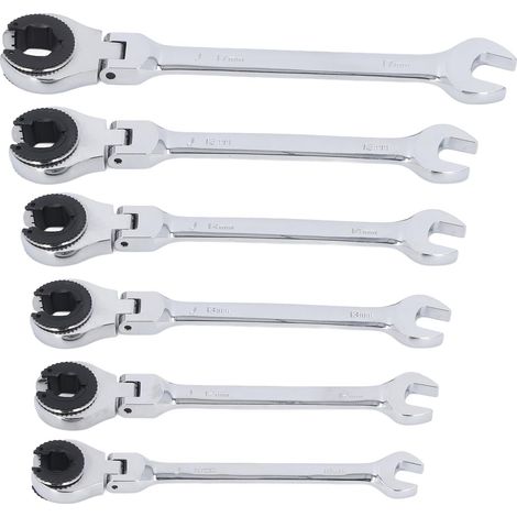 Ensemble de clés à cliquet 6 pièces, métrique 10-17 mm, clé Embout Ouvert tête Flexible avec engrenage 72 Dents, Tuyau réglable pour Les conduites - (1/5)