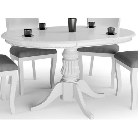 Table blanche ronde extensible avec pied central Windsor (1/5)