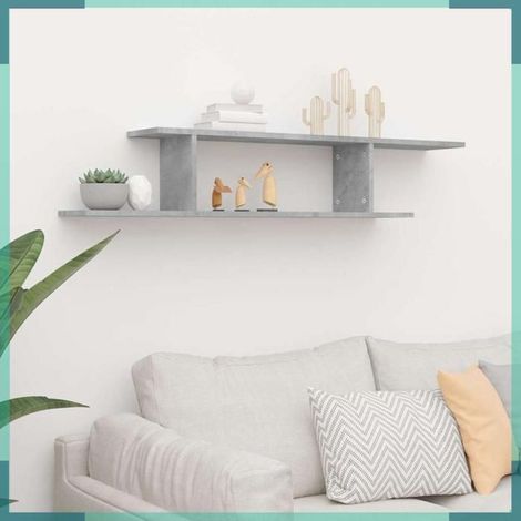 806993 étagère TV murale Gris béton 125x18x23 cm Bois d’ingénierie (1/5)