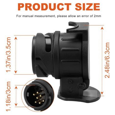 12V 13/7 European style adapter trailer plug connector RV trailer adapter connector (1/4)