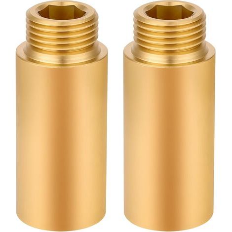 Flintronic 2 Pièces Rallonges de Robinet en Laiton, 5cm Extension de Raccord Fileté, Raccord de Extension en Laiton, pour Eau Potable et Installation de Chauffage (1/5)