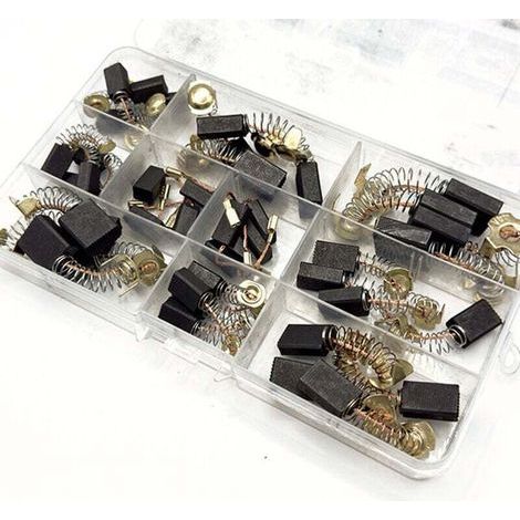 Lot de 40 balais de charbon pour moteur électrique, 10 tailles, universels, pour perceuse, machine, pour ponceuse, scie circulaire