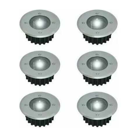 6pcs spots LED solaires encastrables au sol-Diamètre85mm-Extérieur résistant au piétement-Façade en acier inoxydable-lumière (1/4)