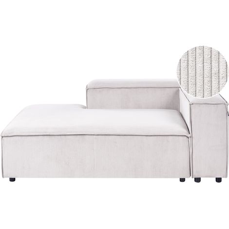 Chaise longue moderna patas negras tapizado pana poliéster blanco crema derecho Ardal